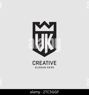 Logo VK iniziale forma dello scudo, logo esport creativo grafica vettoriale Illustrazione Vettoriale