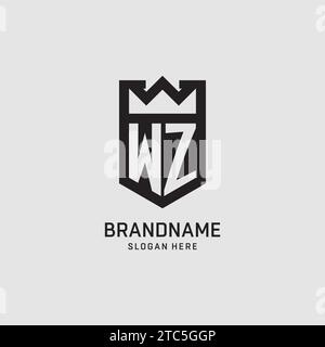 Forma iniziale dello scudo del logo WZ, grafica vettoriale del design del logo esport creativo Illustrazione Vettoriale