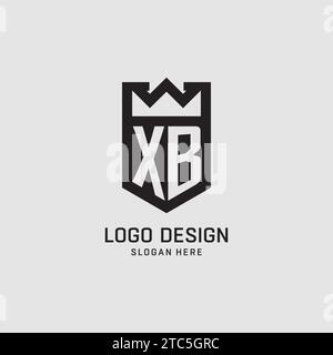 Forma iniziale dello scudo del logo XB, grafica vettoriale del design del logo esport creativo Illustrazione Vettoriale