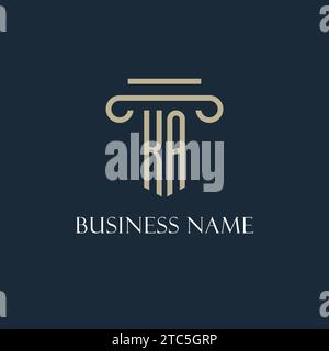 Logo iniziale KA per avvocato, studio legale, studio legale con idee di design icona pilastro Illustrazione Vettoriale