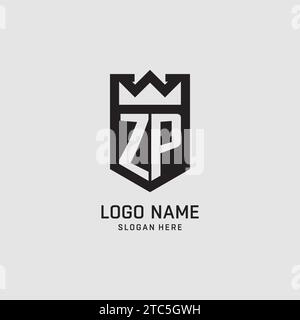 Forma iniziale dello scudo del logo ZP, grafica vettoriale del design del logo esport creativo Illustrazione Vettoriale