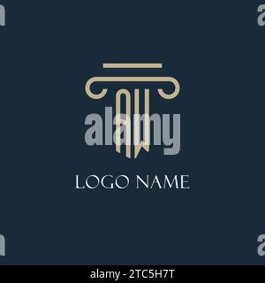 Logo iniziale AW per avvocato, studio legale, studio legale con idee di design icona pilastro Illustrazione Vettoriale