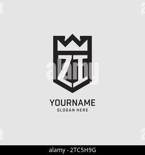 Forma iniziale dello scudo del logo ZI, grafica vettoriale del design del logo esport creativo Illustrazione Vettoriale
