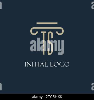 Logo iniziale TS per avvocato, studio legale, studio legale con idee di design icona pilastro Illustrazione Vettoriale