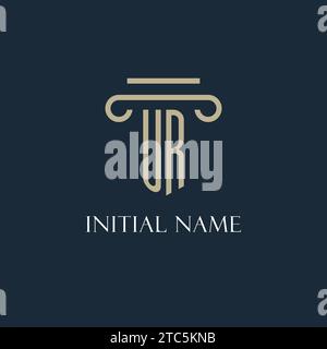 Logo iniziale UR per avvocato, studio legale, studio legale con idee di design icona pilastro Illustrazione Vettoriale