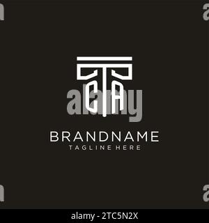 Logo iniziale CA con design geometrico a colonna, design creativo e moderno del logo dello studio legale Illustrazione Vettoriale