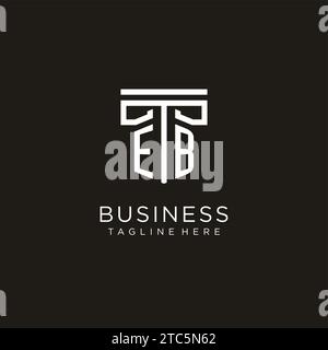 Logo iniziale EB con design geometrico a colonna, design creativo e moderno del logo dello studio legale Illustrazione Vettoriale
