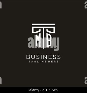 Logo iniziale MB con design geometrico a colonna, design creativo del logo di uno studio legale moderno Illustrazione Vettoriale