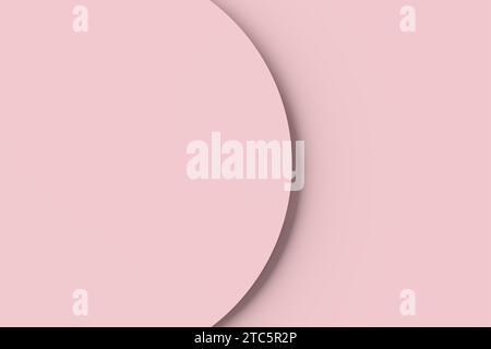 Podio o piattaforma cilindrica di colore rosa per l'esposizione del prodotto. Vista dall'alto. Rendering 3D. Foto Stock