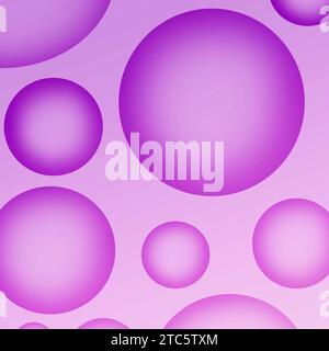Illustrazione di sfere di varie dimensioni 3D viola sfumato Foto Stock