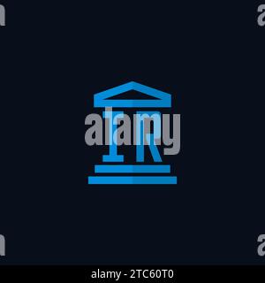 Monogramma iniziale con logo IR con semplici idee di design per l'edificio del tribunale Illustrazione Vettoriale
