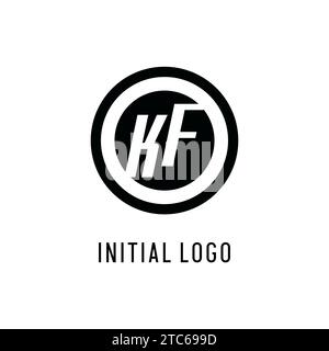 Logo KF iniziale, linea circolare concentrica, semplice e semplice monogramma grafica vettoriale stile logo Illustrazione Vettoriale