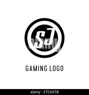 Logo SJ iniziale con linea circolare concentrica, grafica vettoriale semplice e pulita in stile logo monogramma Illustrazione Vettoriale