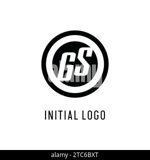 Logo GS iniziale, linea circolare concentrica, monogramma semplice e pulito grafica vettoriale stile logo Illustrazione Vettoriale