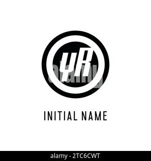 Logo YR iniziale linea circolare concentrica, monogramma semplice e pulito grafica vettoriale stile logo Illustrazione Vettoriale