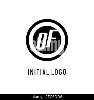 Logo QF iniziale linea circolare concentrica, semplice e semplice monogramma grafica vettoriale stile logo Illustrazione Vettoriale