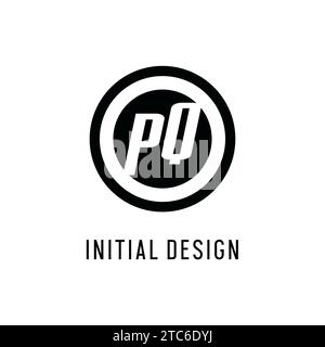 Logo PQ iniziale linea circolare concentrica, semplice e semplice monogramma grafica vettoriale stile logo Illustrazione Vettoriale