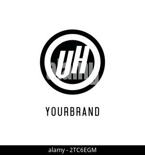 Logo VH iniziale, linea circolare concentrica, monogramma semplice e pulito grafica vettoriale stile logo Illustrazione Vettoriale