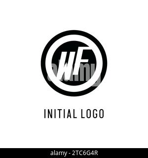 Logo WF iniziale con linea circolare concentrica, monogramma semplice e pulito con grafica vettoriale Illustrazione Vettoriale