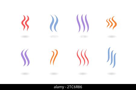 Set di icone degli odori. Collezione di oggetti vettoriali profumati. Set di simboli con spugna di vapore, profumo di vaporizzatore o aroma isolato. Illustrazione Vettoriale