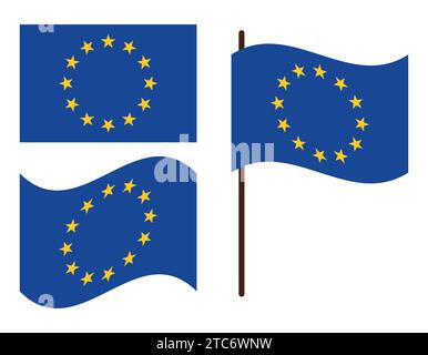 Bandiera nazionale europea originale e semplice (UE), bandiera dell'Unione europea vettore isolato. Illustrazione Vettoriale