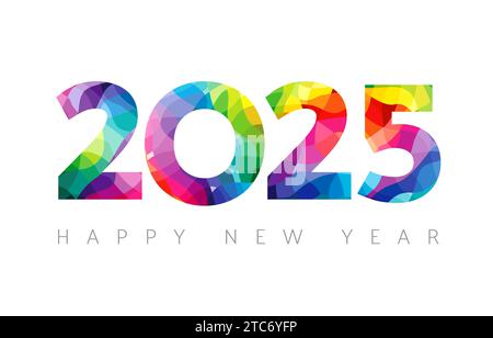 Buon anno 2025. Stile minimalista con la simpatica icona 2025. Elemento di progettazione Business Planner. Concetto di poster sui social media. Illustrazione Vettoriale