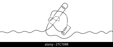 Continuous line drawing of writing hand. One line drawing background. Vector illustration. Single line hand with ballpoint pen icon. Illustrazione Vettoriale