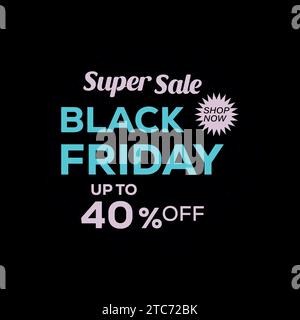 Design del modello di banner Super sale del Black Friday per la promozione sui social media. Illustrazione Vettoriale