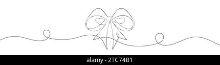 Disegno continuo del fiocco regalo. Uno sfondo del disegno di una linea. Illustrazione vettoriale. Icona fiocco regalo a linea singola. Illustrazione Vettoriale