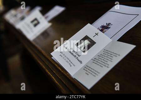 Chiesa di San Giacomo, Boskovice. 11 dicembre 2023. Funerale di Hugo Mensdorff-Pouilly, della nobile famiglia morava di origine lorena, morto a 94 anni, nella chiesa di San Giacomo, Boskovice, Repubblica Ceca, 11 dicembre 2023. Crediti: Patrik Uhlir/CTK Photo/Alamy Live News Foto Stock