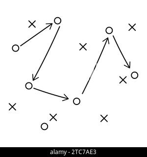 Tattiche di formazione calcistica. Tattiche sul campo da calcio. Illustrazione vettoriale isolata su sfondo bianco Illustrazione Vettoriale