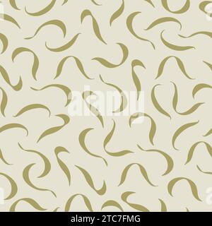 Motivo astratto con volantini beige e verdi, nello stile del minimalismo organico, forme giocose. Illustrazione Vettoriale
