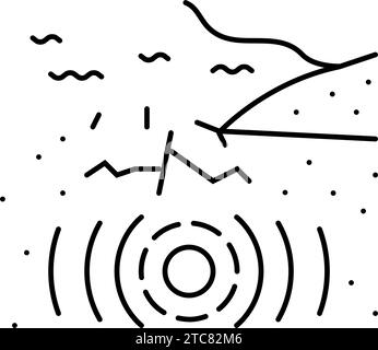 immagine vettoriale icona linea terremoto tsunami Illustrazione Vettoriale