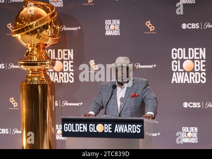 Beverly Hills, California, USA. 11 dicembre 2023. Cedric the Entertainer presenta il 81° annuncio annuale delle nomination ai Golden Globe Award al Beverly Hilton di Beverly Hills, California, lunedì 11 dicembre 2023. Foto di Greg Grudt/UPI Credit: UPI/Alamy Live News Credit: UPI/Alamy Live News Foto Stock