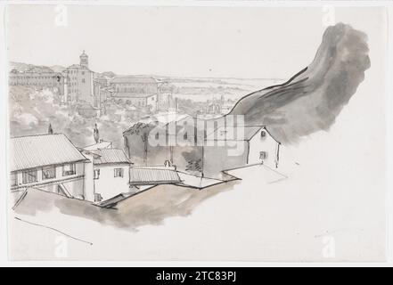 Veduta del colle Celiano, Roma, con la chiesa dei Santi Giovanni e Paolo, vista dall'Aventino, Roma 2017 da Giuseppe Vernet Foto Stock