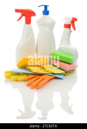 Grande set di oggetti per la pulizia Foto Stock