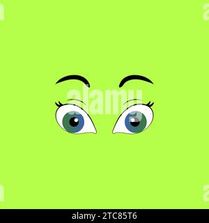 Vector Cartoon Eyes. Espressione degli occhi buffi. Caricatura del personaggio fumetto. Emozione oculare di un essere umano o animale. Illustrazione isolata. Illustrazione Vettoriale