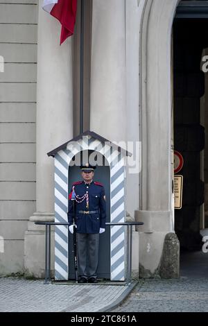 Repubblica ceca soldato di guardia l'ingresso per la zona del Castello di Praga Foto Stock