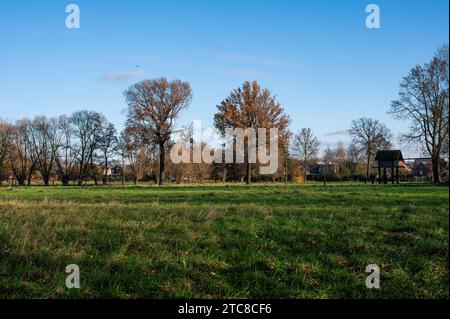 Paesaggio naturale colorato con alberi autunnali e prati intorno a Kapelle op den Bos, Brabante fiammingo, Belgio credito: Imago/Alamy Live News Foto Stock