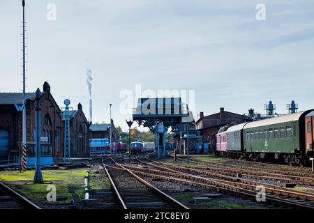 Il Saxon Railway Museum è un museo dedicato ai veicoli ferroviari storici di Chemnitz Foto Stock