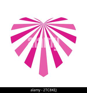 Linea cardiaca. Raggio di luce solare. Fascio rosa isolato su sfondo bianco. Pattern comico. Raggi di effetto sole. Elemento di concentrazione astratto. Stile cartoni animati Illustrazione Vettoriale