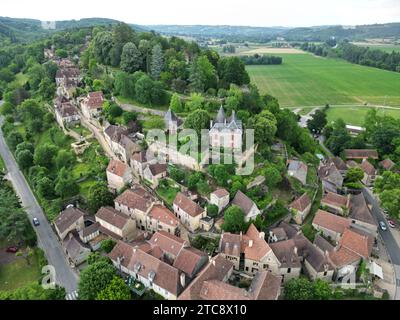 Limeuil villaggio Dordogne Francia drone, aereo Foto Stock