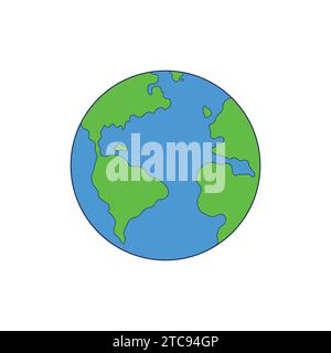 Icona del globo di Flat Planet Earth illustrazione mondo vettoriale Illustrazione Vettoriale