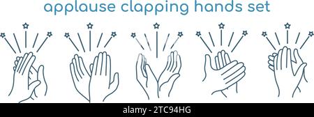 Applausi battendo le icone delle mani Illustrazione Vettoriale