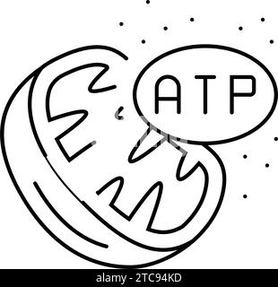 illustrazione del vettore icona della linea biochimica della respirazione cellulare Illustrazione Vettoriale