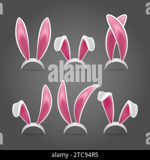 Set orecchie 3d coniglio Illustrazione Vettoriale