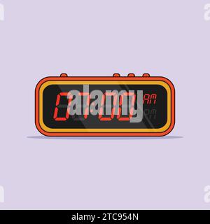 Icona del vettore della sveglia digitale illustrazione ora icona allarme Illustrazione Vettoriale