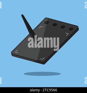 Disegno grafico tablet PC e telefono illustrazione vettoriale con penna Illustrazione Vettoriale