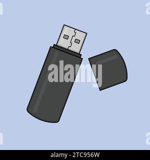 Unità flash con memoria USB piatta, icona Vector Illustration PC Illustrazione Vettoriale