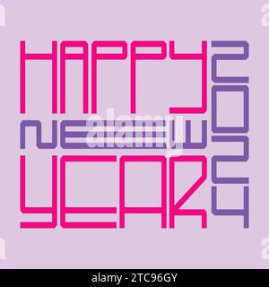 Felice anno nuovo 2024 Celebration Vector Icon Illustration Illustrazione Vettoriale